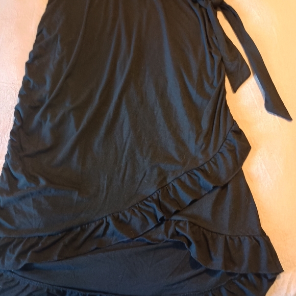 NWT Women's Large V-neck Wrap Dress short sleeve tie waist midi flowy dress - Picture 11 of 12